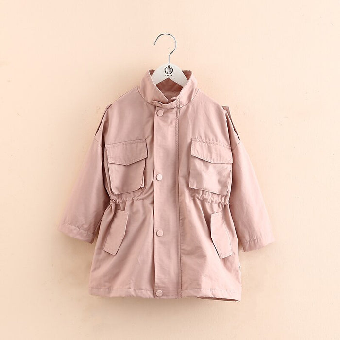 Stylish Hooded Trench Coat For Baby Girls