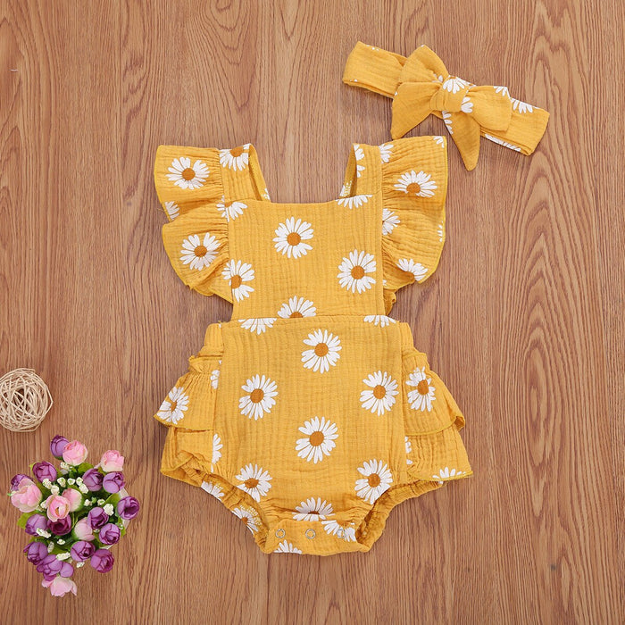 Cute Floral Sleeveless Romper for Baby Girls