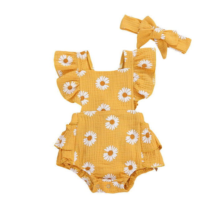 Cute Floral Sleeveless Romper for Baby Girls