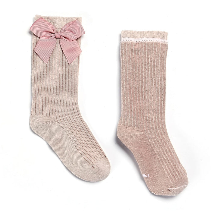 Seasonal Elegance: Delicate Bow Adorned Knee High Socks for Girls