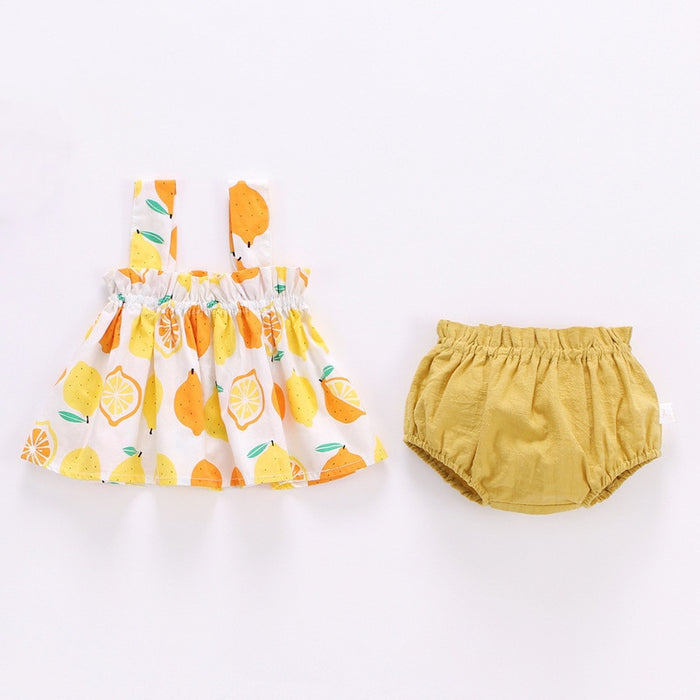 Blossom Breeze Infant Ensemble: Floral Dress & Shorts Set