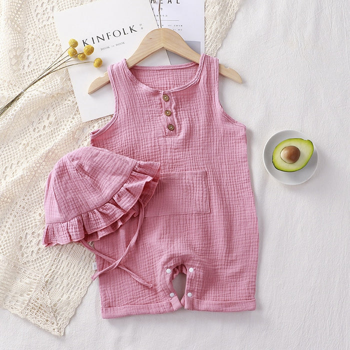 Stylish Comfortable Muslin Romper Set