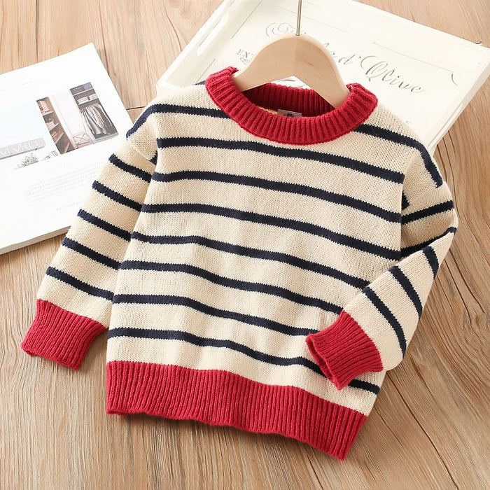 Stripe Knitted Sweater For Baby Girls